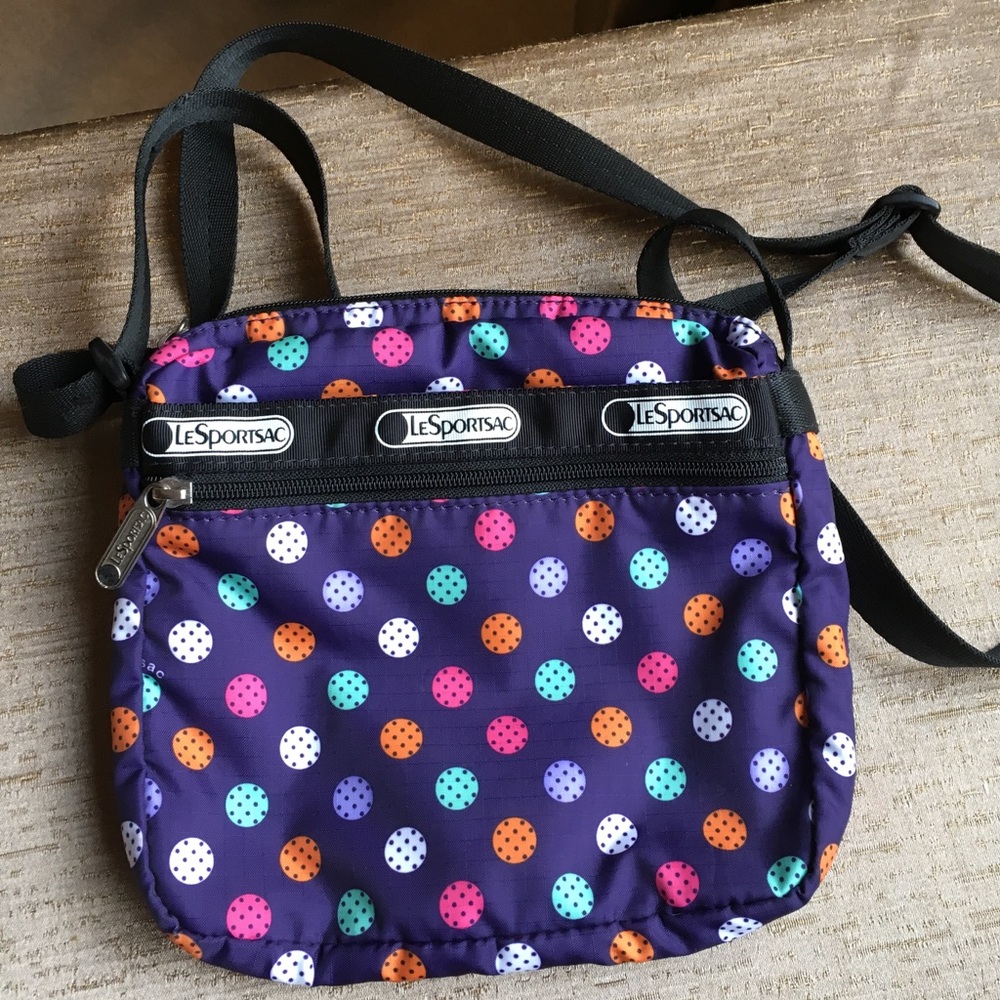 LeSportSac crossbody bag purple w/ polka dots