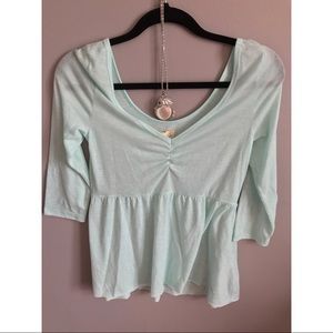 Flowing Light Blue Hollister Scoop Neck Blouse