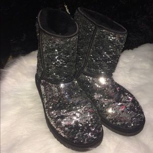 Sparkly Black Iridescent Ugg Boots