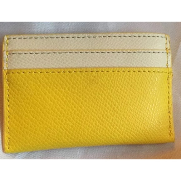 ⏳🍃Coach Yellow & White leather Card Holder Wallet - Picture 3 of 6