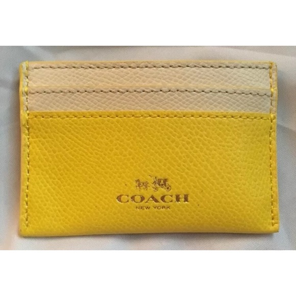 ⏳🍃Coach Yellow & White leather Card Holder Wallet - Picture 2 of 6