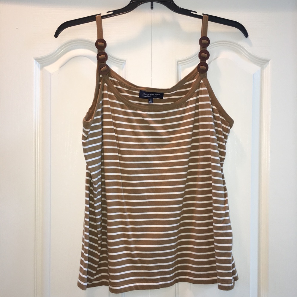 Jones New York Dark Khaki Striped Tank sz 2X