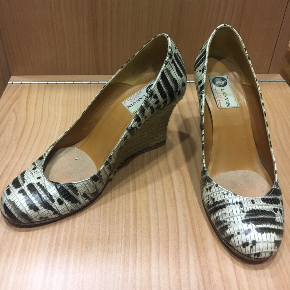 Lanvin Black/White Snake Pattern Espadrilles - image 1