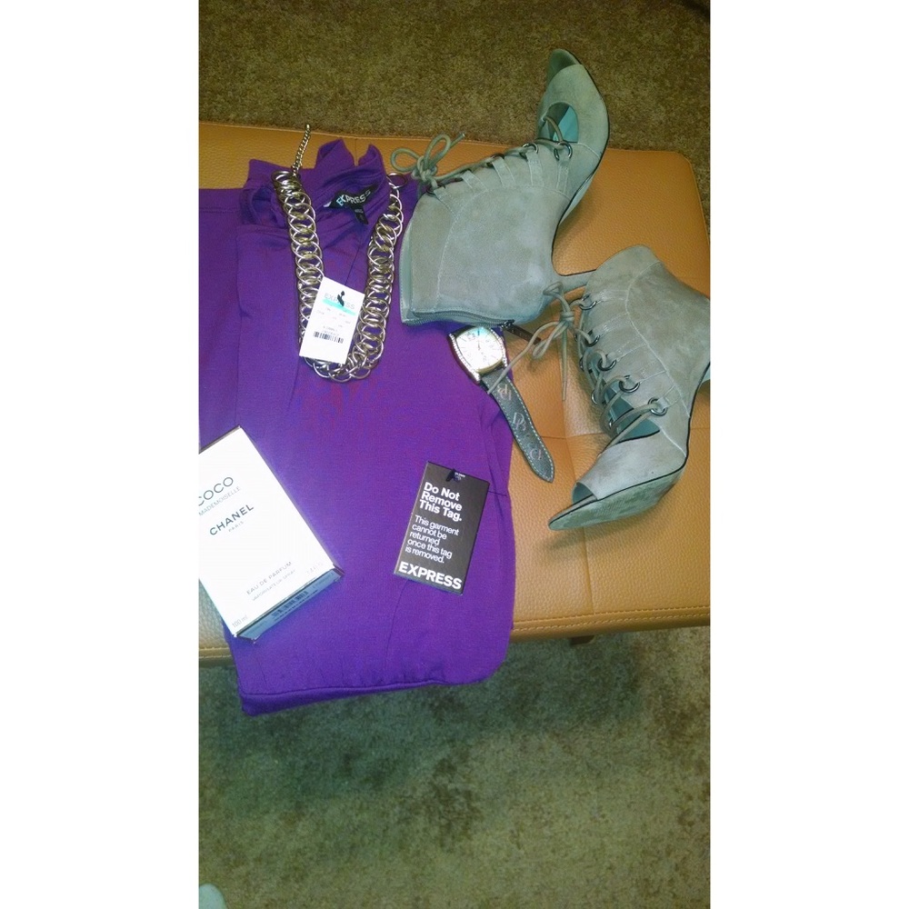 Express Off the shoulder Purple Dress