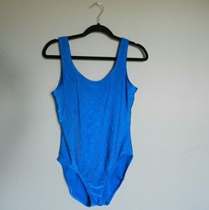 VINTAGE Catalina Metallic Blue Ribbed One Piece