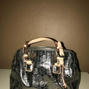 MK Silver Metallic Satchel Small
