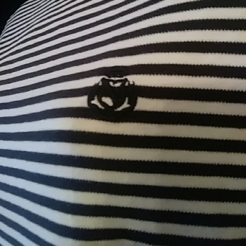 Oleg Cassini cotton knit stripe turtleneck-sz M - Picture 2 of 4