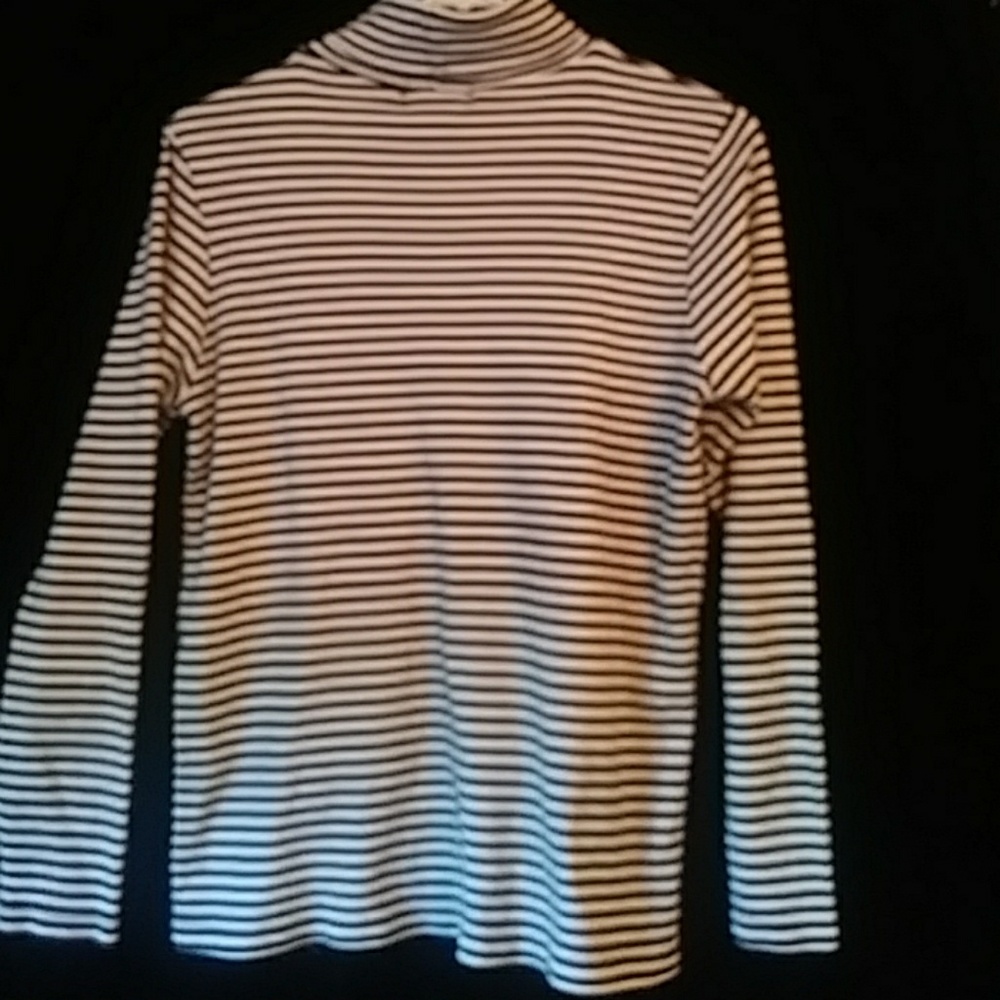 Oleg Cassini cotton knit stripe turtleneck-sz M - Picture 3 of 4