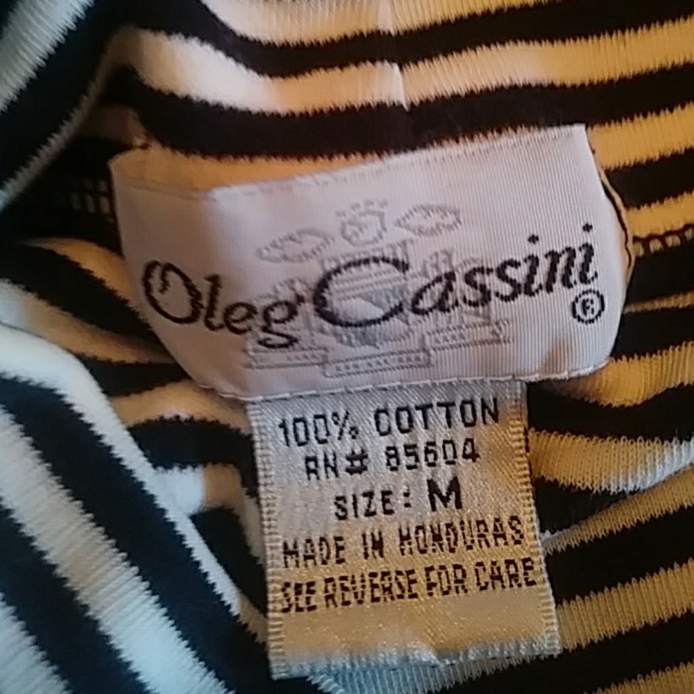 Oleg Cassini cotton knit stripe turtleneck-sz M - Picture 4 of 4