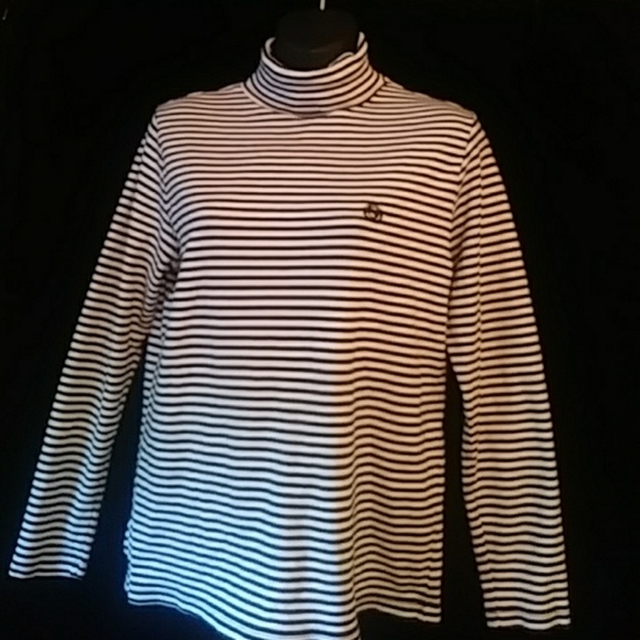 Oleg Cassini Tops - Oleg Cassini cotton knit stripe turtleneck-sz M
