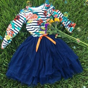 Striped/floral boutique dress
