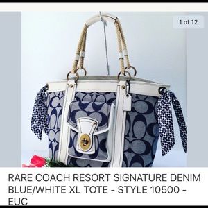 XXL Authentic COACH Resort Signature Denim Tote