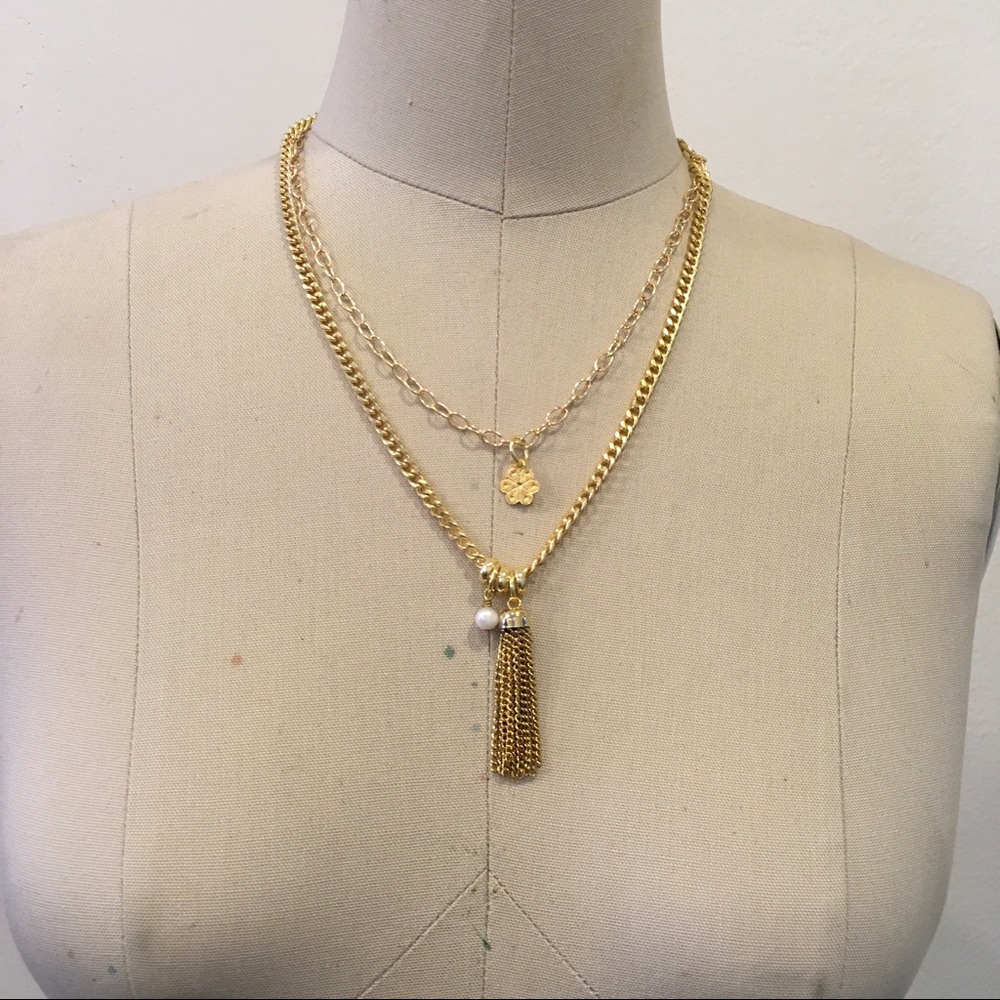 Multiple Chain & Pendant Saltwater Pearl Necklace