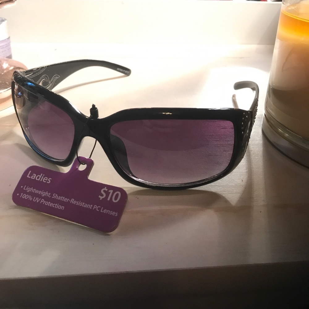 Purple Tinted Sunglasses with Flame Detail
