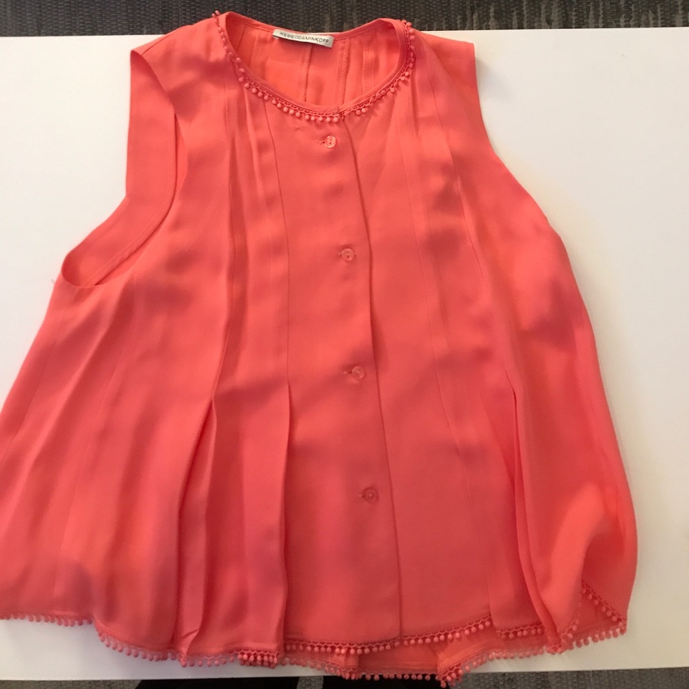 Rebecca Minkoff orange, pleated top