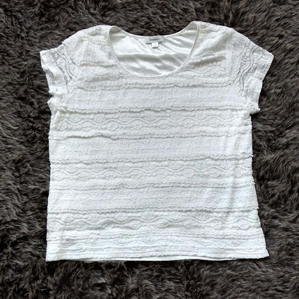 Lace shirt ,white , short sleeves ,
