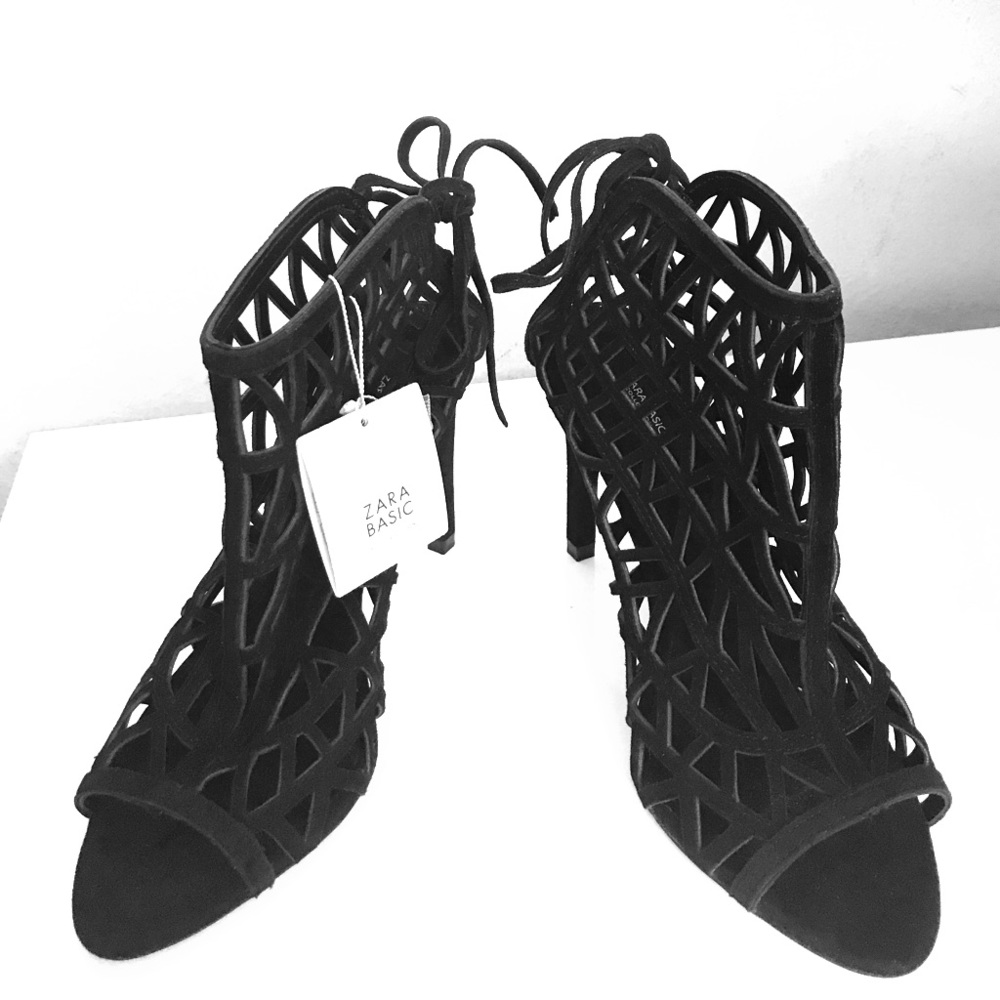 Open Heeled Leather Swede Sandal