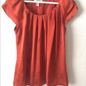 Dress Barn Pleated Blouse  Orange Ladies Medium