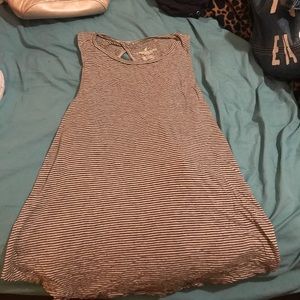 White and black striped tank top, with back out