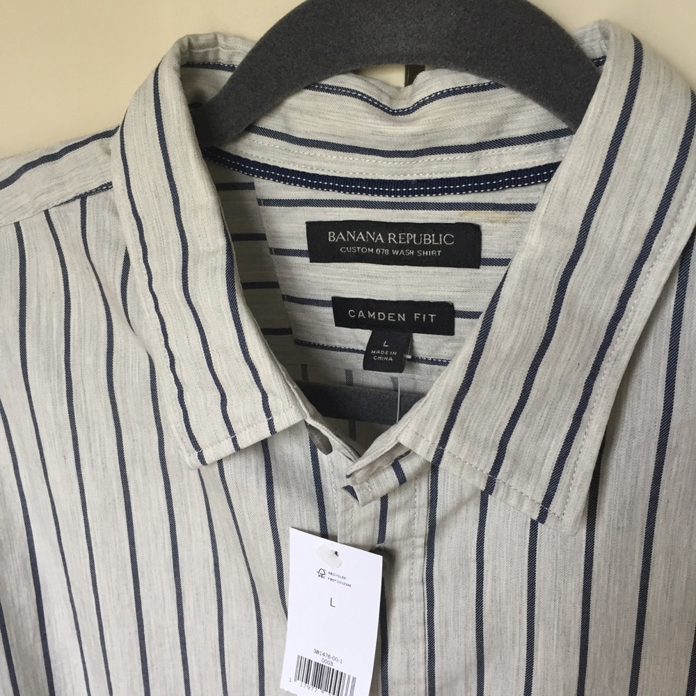 NWT Banana Republic Navy Striped Dress Shirt