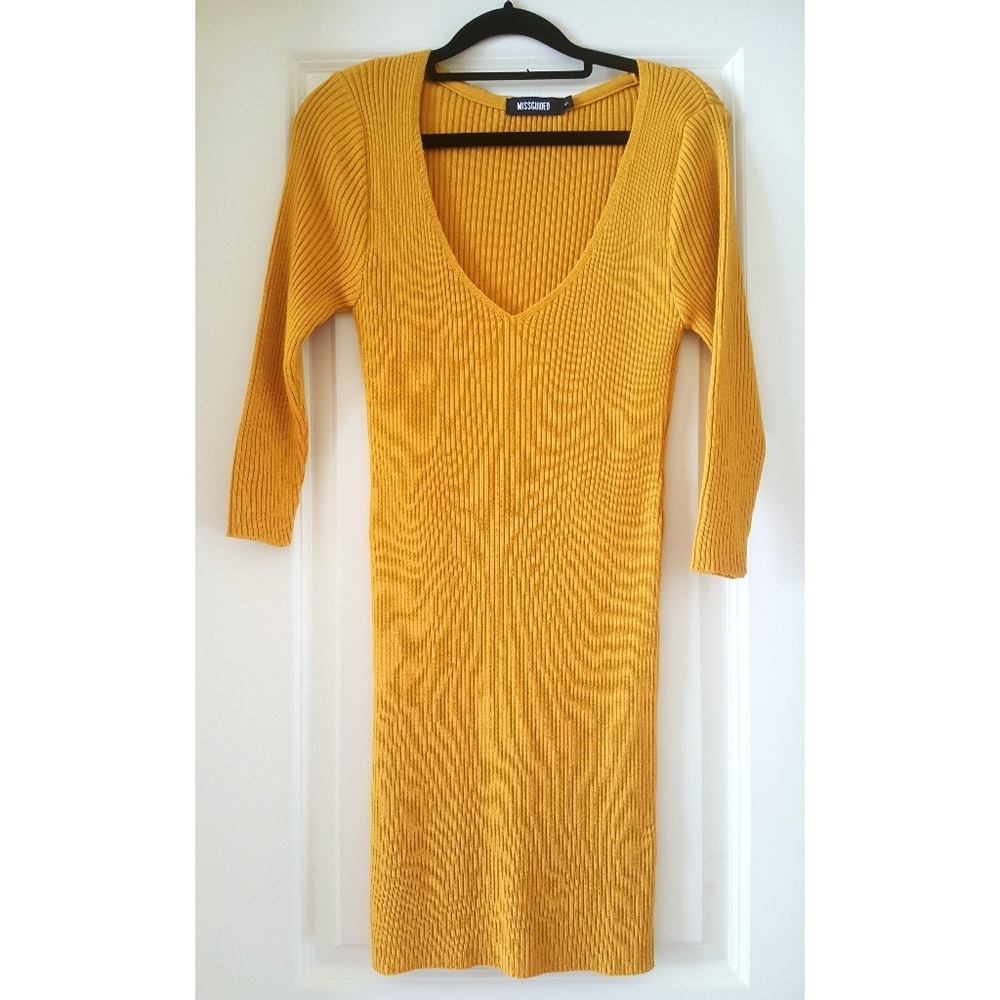Mustard Missguided Bodycon Dress