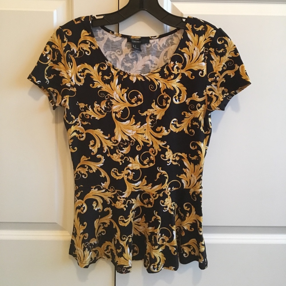 Black and gold peplum tee