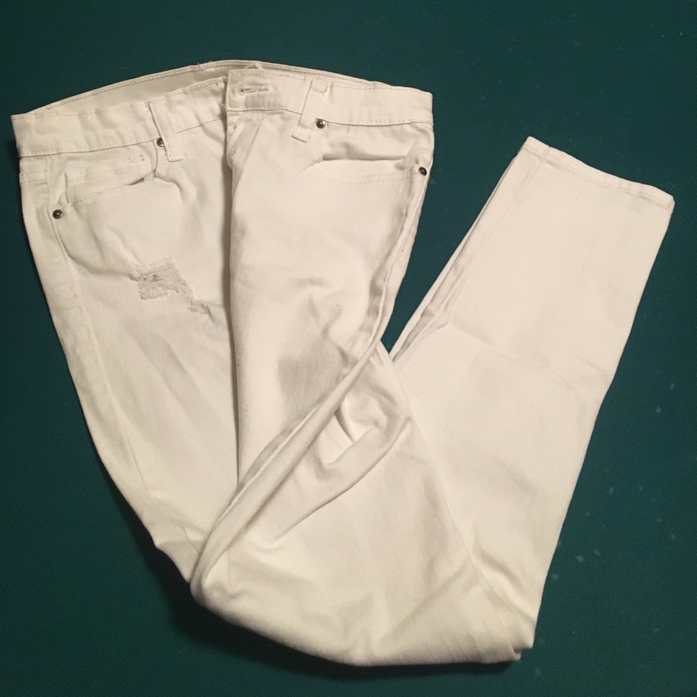 Delias 3/4 Ripped White Skinny Jeans
