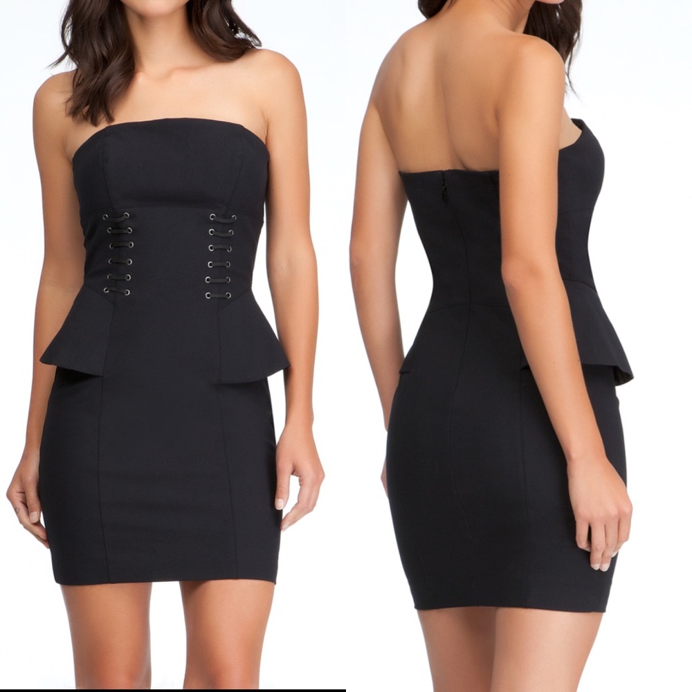 Bebe peplum Strapless dress 6