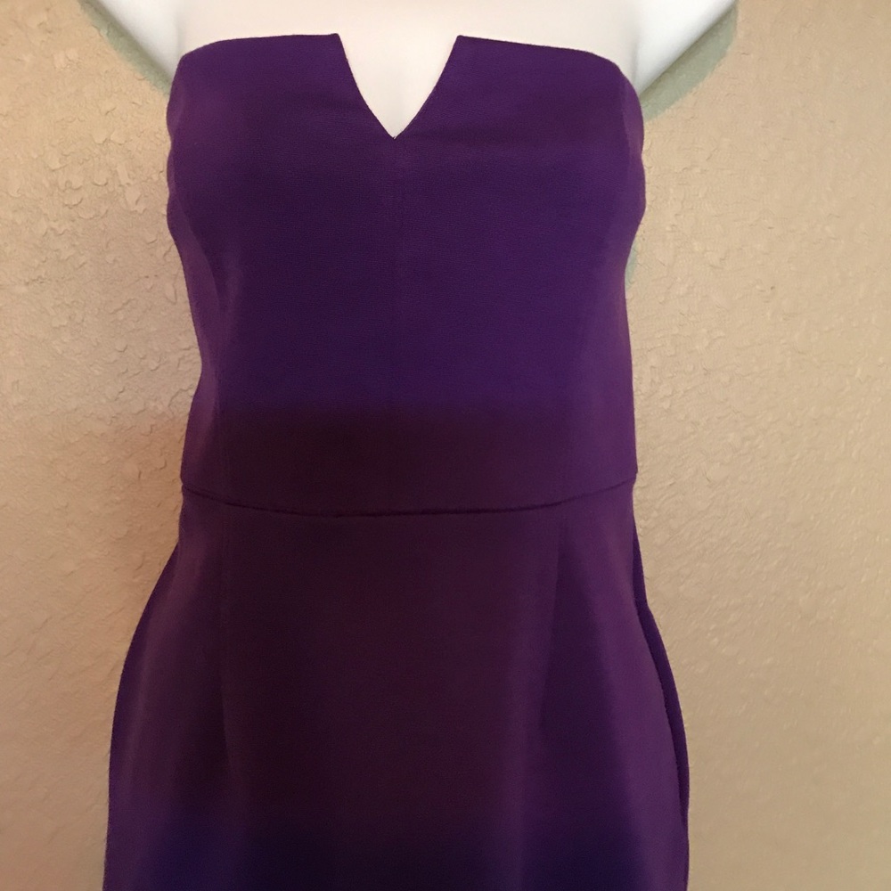 Purple strapless dress