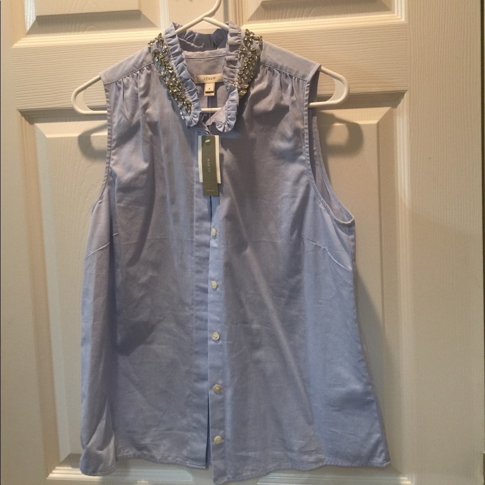 J. Crew crystal neck blouse