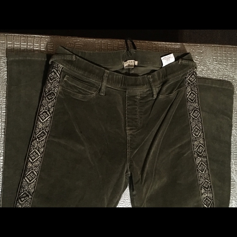 Olive green statement jeans