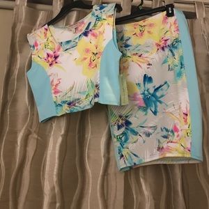 2 piece crop-top and skirt set.