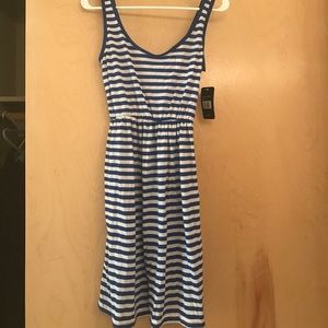 Blue and white striped summer dress