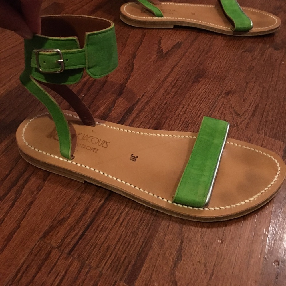 K Jacques size 39 green suede sandals.