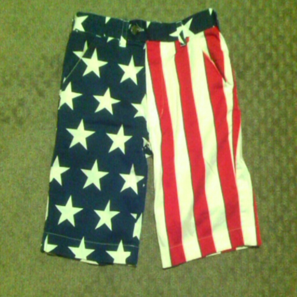 Unique Colorful Fun Loudmouth Golf Shorts Red White & Blue USA flag boys size 12