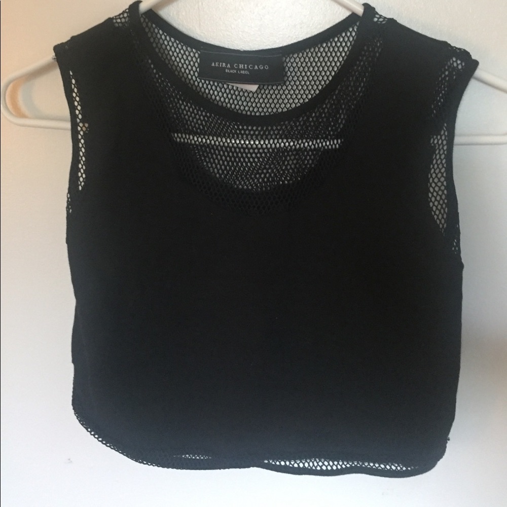 Large Black Akira Crop Top with Lace
