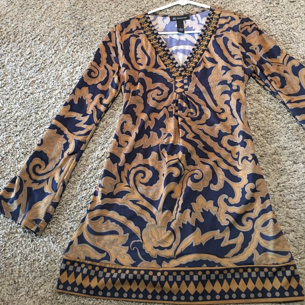 Embellished tunic top, mini dress long sleeved INC