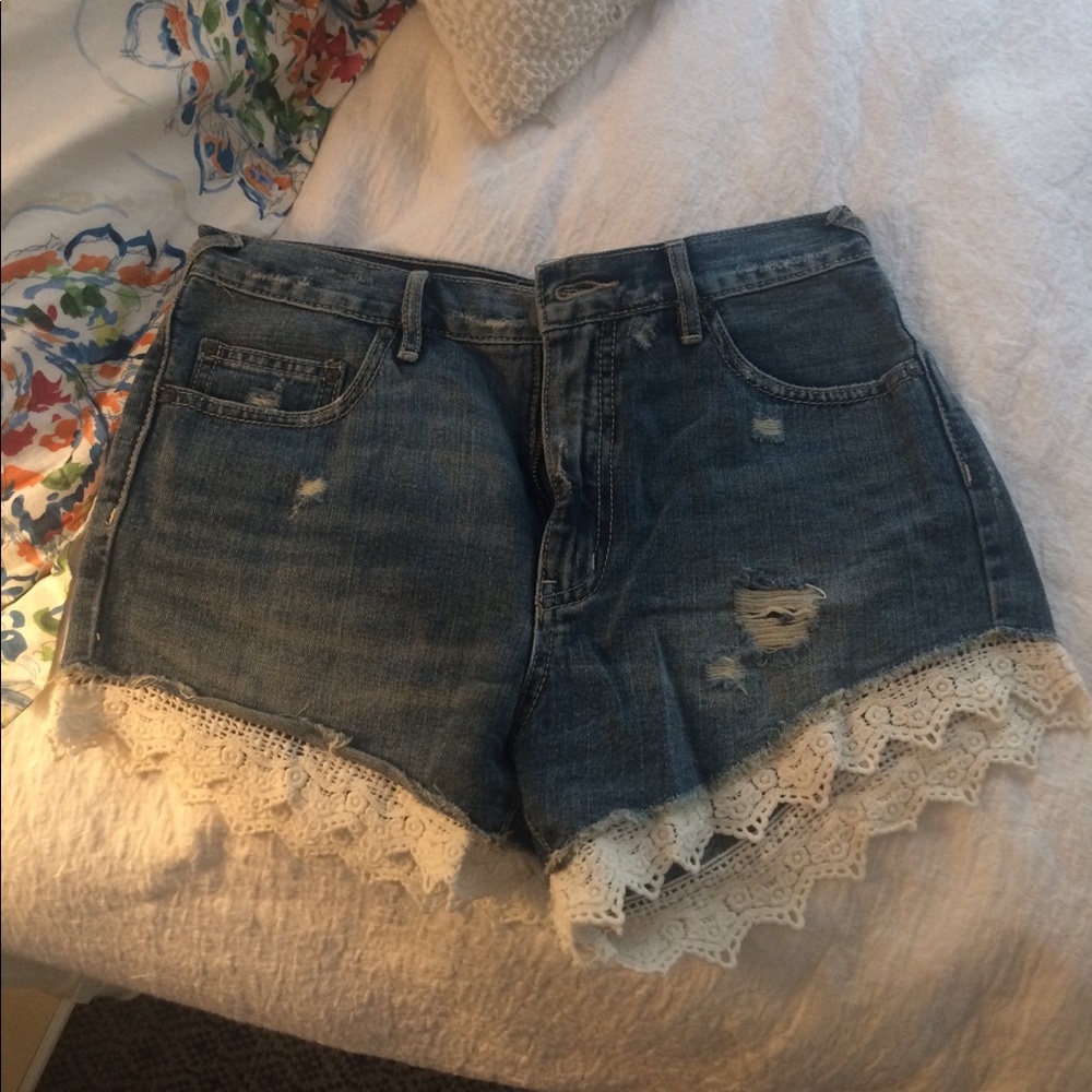 Free People Denim Shorts w Lace Size 26