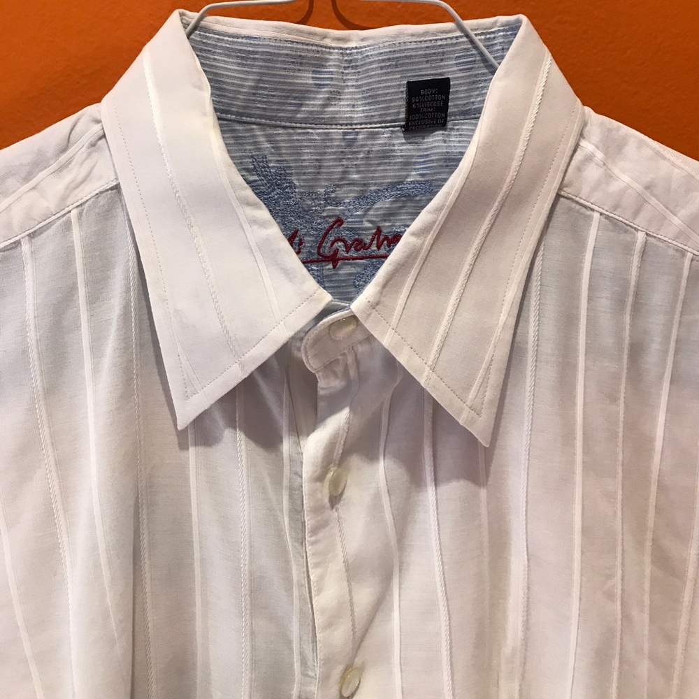 $298 Men ROBERT GRAHAM White Embroidered Shirt XL
