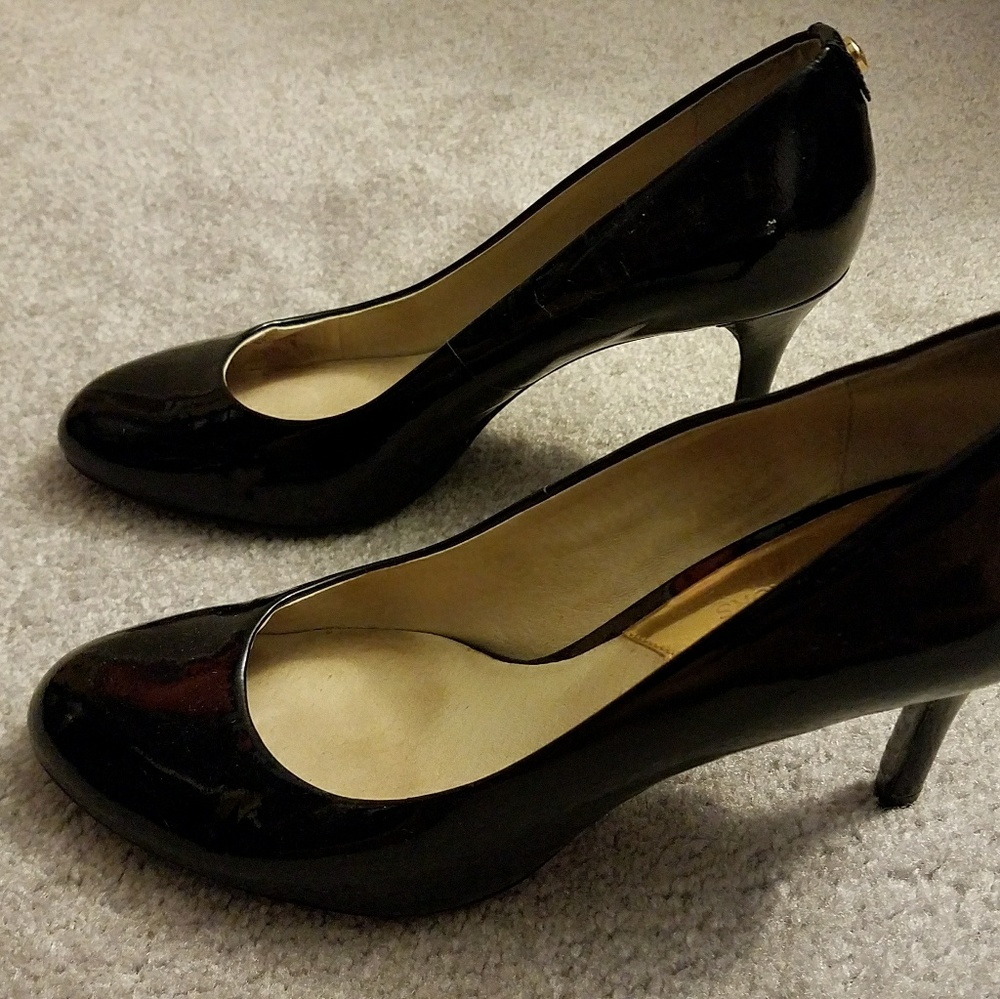 Patten leather shoes