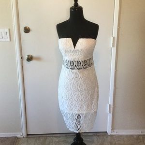 Bebe white crochet dress