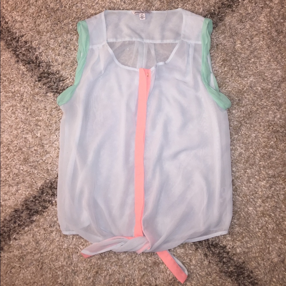 AMERICAN EAGLE sheer light blue tank top blouse!❤️