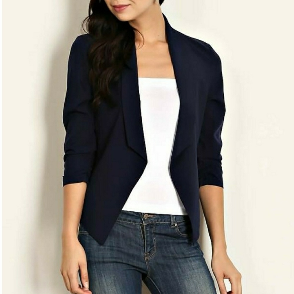 LAST ONE! Black Open Front Blazer/Top - Picture 2 of 4