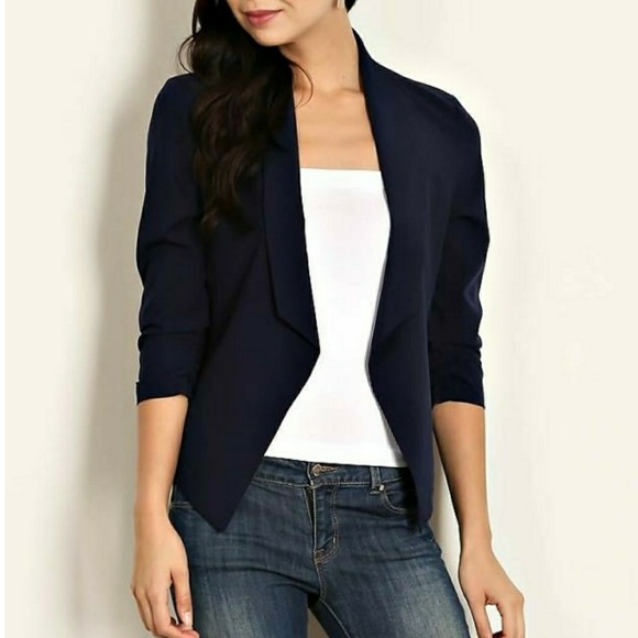 LAST ONE! Black Open Front Blazer/Top - Picture 2 of 4