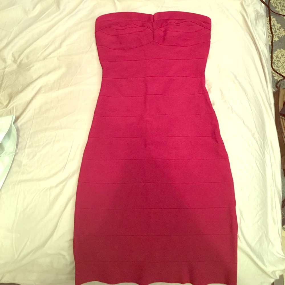 Red strapless dress
