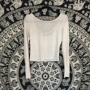 White Long-Sleeve Crop Top