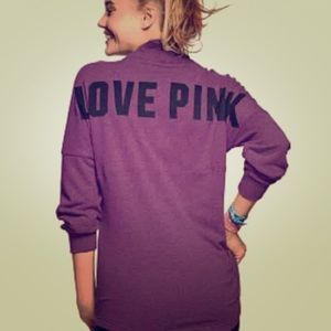 Vs pink quarter snap varsity crew oversized tunic