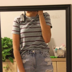 BDG blue and red striped ringer tee