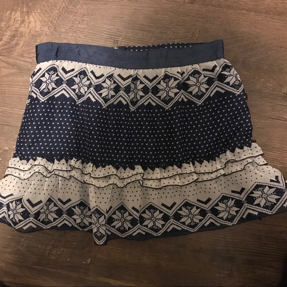 Navy Patterned Skirt