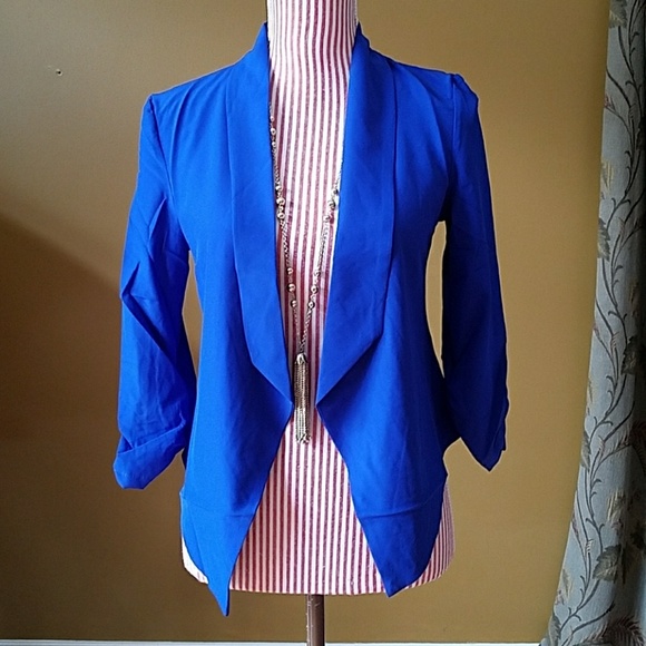 LAST ONE! Cobalt Blue Open Front Blazer/Top - Picture 2 of 3